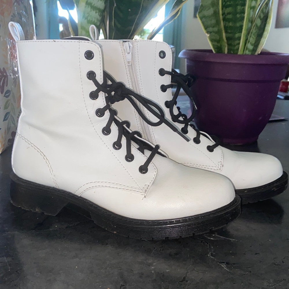 white combat boots